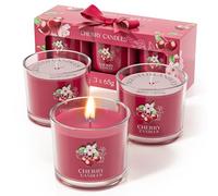 CHILLFLAME Candela alla Ciliegia - Regali di candele profumate per donna, set regalo con 3 candele votive profumate, regalo di compleanno per donna/uomo (rosso, 200g)