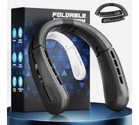 ChillGo - Ventilatore portatile da collo, 8400 giri/min, flusso d'aria turbo, 5200 mAh, ricaricabile, max 16 ore, 4 velocità, pieghevole, display a LED, ottimo regalo per uomini e donne, NYC Midnight