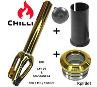 Chilli Pro Slim Taglio Scooter Stunt Forchetta Hic Forcella Kit + Auricolare Oro