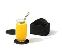 chillify Sottobicchieri in Feltro Colorato | Set da 12 Pezzi con Scatola Portaoggetti | Tappetino Antiscivolo Resistente al Calore Lavabile | Adatto per Bicchieri e Tazze | Giardino | Nero, Rotondo