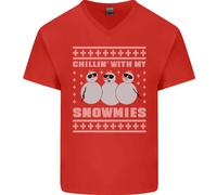 Chillin Con My Snowmies Divertente Natale Uomo Scollo A V T-Shirt