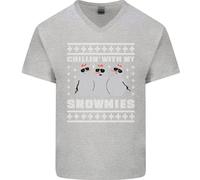 Chillin Con My Snowmies Divertente Natale Uomo Scollo A V T-Shirt