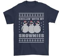 Chillin Con My Snowmies Divertente Natale Uomo T-Shirt 100% Cotone