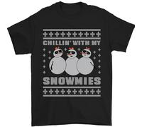 Chillin Con My Snowmies Divertente Natale Uomo T-Shirt 100% IN Cotone