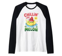 Chillin' Like A Melon Kawaii Anguria Summer Beach Vibes Maglia con Maniche Raglan