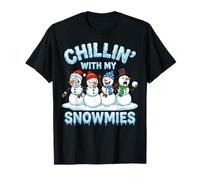 Chillin with My Snowmies Funny Christmas Snowman Cute Maglietta