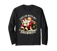 Chillin with My Snowmies - Pupazzo di Neve con Babbo Natale Maglia a Manica