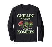 Chillin with My Zombies Zombie Divertente Halloween Maglia a Manica