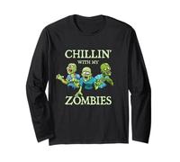 Chillin with My Zombies Zombie Divertente Halloween Maglia a Manica