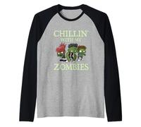 Chillin with My Zombies Zombie Divertente Halloween Maglia con Maniche Raglan