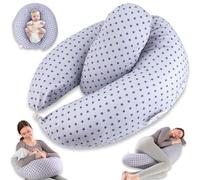 Chilling Home Cuscino Gravidanza 2 in 1 XXL,Cuscino Allattamento per Neonato, Cuscino Gravidanza per Dormire con Cuscino Interno e Federa in Cotone,Cuscino Allattamento e Gravidanza (Blu)