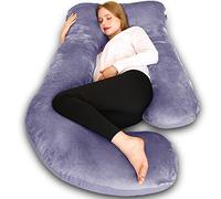 Chilling Home Cuscino Gravidanza, Cuscino per Chi Dorme Sul Fianco a Forma di J con Fodera, Cuscino a U,Cuscino per L'allattamento, Cuscino di Posizionamento Grande per donne,Grigio Blu