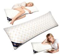 Chilling Home Cuscino per chi dorme sul fianco, con rivestimento ricamato, per gravidanza, cuscino lungo per chi dorme sul fianco (bianco-oro)