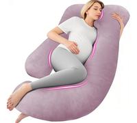 Chilling Home Cuscino per gravidanza a forma di J, cuscino per chi dorme sul fianco con rivestimento J, cuscino per allattamento, grande cuscino per donne e chi dorme sul fianco (rosa)
