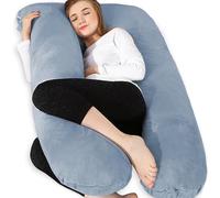 Chilling Home Cuscino per gravidanza, a forma di U, per chi dorme sul fianco, con rivestimento a U, cuscino per allattamento, grande per donne e chi dorme sul fianco (blu nebbia)