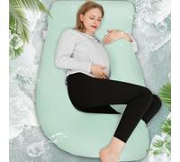 Chilling Home Cuscino rinfrescante per gravidanza, a forma di J, con rivestimento in jersey, grande cuscino per allattamento, per donne e chi dorme sul fianco (verde freddo)