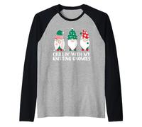 Chilling with My Knitting Gnomies Knit Funny GNOME Pun Xmas Maglia con Maniche Raglan