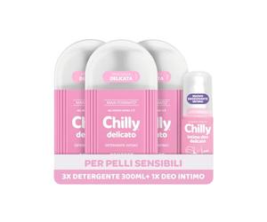 CHILLY, DELICATO DETERG. 300 ML X 3 + DEO CH DELICATO AMZ