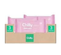 Chilly Delicato Salviette Intime Biodegradabili Formula Anti-Odor pH5 con Aloe e Hamamelis per Pelli Delicate Uso Quotidiano Clinicamente Testate Pratiche da Viaggio - 3 Confezioni da 12 Salviette