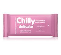 Chilly Salviettine Delicate, Salviette per l'Igiene Intima, Azione Delicata, Tessuto 100 % Biodegradabile, Ottimi Fuori Casa, PH 5 Delicato, Clinicamente Testato, 1 Confezione da 12 Salviettine