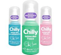 Chilly Deodorante Intimo Set 3 Pezzi, Fresco Delicato Antibatterico, pH5 con Antiodor Plus, Vitamina E e Prebiotici