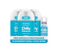 Chilly, Detergente Intimo Delicato 3x300 ml + Deodorante Intimo 50ml | Formula pH5 Igienizzante con Timo e Salvia, Azione di Difesa e Protezione, Freschezza Attiva, Ginecologicamente Testato
