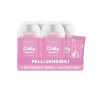 Chilly, Detergente Intimo Delicato, Detergente per l'Igiene Intima con Molecola Antiodore - Formula Delicata e Lenitiva - PH 5, Clinicamente Testato - Confezione da 4 Flaconi da 300 ml