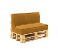 chilly pilley® cuscini per pallet in velluto a coste per pallet UE - rivestimento sfoderabile - cuscino del sedile - cuscino dello schienale in molti colori (set di 2, miele)
