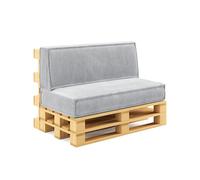 chilly pilley® cuscini per pallet in velluto a coste per pallet UE - rivestimento sfoderabile - cuscino del sedile - cuscino dello schienale in molti colori (set da 2, grigio chiaro)