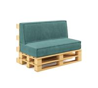 chilly pilley® cuscini per pallet in velluto a coste per pallet UE - rivestimento sfoderabile - cuscino del sedile - cuscino dello schienale in molti colori (set da 2, turchese)