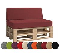 chilly pilley Cuscino per pallet, da giardino, per interni ed esterni, lavabile, rimovibile (set da 2, rosso scuro)