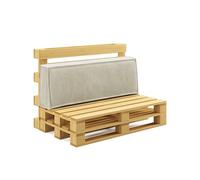 chilly pilley® cuscino per pallet in corda per pallet UE - rivestimento sfoderabile - cuscino del sedile - cuscino dello schienale in molti colori (cuscino dello schienale 120x40x25/15, crema)