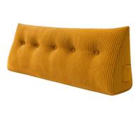 chilly pilley® Cuscino Schienale In Velluto A Coste Cuscino Da Lettura Cuscino Da Letto Cuscino Da Parete Cuscino A Cuneo Cuscino Di Supporto Per Letto Molti Colori 120x50x20 (Miele)