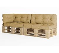 chilly pilley Cuscino Trapuntato Per Mobili In Pallet Riempito Con Fiocchi Di Schiuma Cuscino Per Divano Per Schienale Cuscino Per Sedile Cuscino Laterale Set (Set Di 5 Beige)