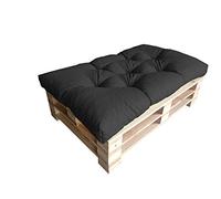 chilly pilley Cuscino Trapuntato Per Mobili In Pallet Riempito Con Fiocchi Di Schiuma Cuscino Per Divano Per Schienale Cuscino Per Sedile Cuscino Laterale Set (Cuscino Del Sedile 120 X 80 Nero)