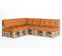 chilly pilley Cuscino Trapuntato Per Mobili In Pallet Riempito Con Fiocchi Di Schiuma Per Divano Per Schienale Per Sedile Laterale Set (Set Di 7 Arancione)