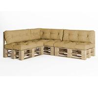 chilly pilley Cuscino Trapuntato Per Mobili In Pallet Riempito Con Fiocchi Di Schiuma Per Divano Per Schienale Per Sedile Laterale Set (Set Di 7 Beige)