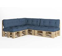 chilly pilley Cuscino Trapuntato Per Mobili In Pallet Riempito Con Fiocchi Di Schiuma Per Divano Per Schienale Per Sedile Laterale Set (Set Di 7 Blu)