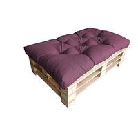 chilly pilley Cuscino Trapuntato Per Mobili In Pallet Riempito Con Fiocchi Di Schiuma Per Divano Per Schienale Per Sedile Laterale Set (Cuscino Del Sedile 120 X 50 Viola)