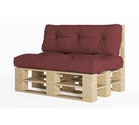 chilly pilley Cuscino Trapuntato Per Mobili In Pallet Riempito Con Fiocchi Di Schiuma Per Divano Per Schienale Per Sedile Laterale Set (Set Di 2 Rosso Scuro)