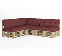 chilly pilley Cuscino Trapuntato Per Mobili In Pallet Riempito Con Fiocchi Di Schiuma Per Divano Per Schienale Per Sedile Laterale Set (Set Di 7 Rosso Scuro)