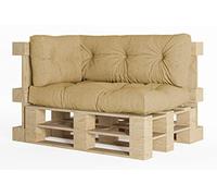 chilly pilley Cuscino Trapuntato Per Mobili In Pallet Riempito Con Fiocchi Di Schiuma Per Divano Per Schienale Per Sedile Laterale Set (Set Di 3 Beige)