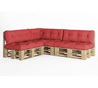 chilly pilley Cuscino Trapuntato Per Mobili In Pallet Riempito Con Fiocchi Di Schiuma Per Divano Per Schienale Per Sedile Laterale Set (Set Di 7 Rossi)