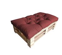 chilly pilley Cuscino Trapuntato Per Mobili In Pallet Riempito Con Fiocchi Di Schiuma Per Divano Per Schienale Per Sedile Laterale Set (Cuscino Del Sedile 120 X 50 Rosso Scuro)