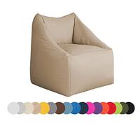 chilly pilley Poltrona Con Schienale E Braccioli Riempita Di Palline Di Polistirolo Espanso Comoda Poltrona Per Adulti E Bambini Ampia Scelta Di Colori E Tessuti (Beige)