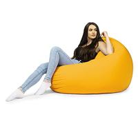 chilly pilley Pouf A Sacco Con Riempimento Di Perline In Eps Pouf Gigante A Sacco Per Interni Ed Esterni Multifunzionale Impermeabilie Per Bambini E Adulti Molti Colori (Giallo, Ø 100 Cm)