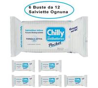CHILLY - Salviettine Antibatteriche Con Formula Anti-odor 6 Buste Da 12 Salviette Ciascuna