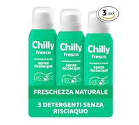 Chilly Senza Risciacquo, Detergente Intimo Senza Risciacquo Fresco, Da usare sulla Carta Igienica, Formula in Mousse a pH5, Con Anti-Odor, Clinicamente Testato, 3 Flaconi da 100ml - Esclusiva Amazon
