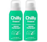 Chilly Senza Risciacquo, Detergente Intimo Senza Risciacquo Fresco, Da usare sulla Carta Igienica, Formula in Mousse a pH5, Arricchito con mentolo naturale, Con Anti-Odor, Clinicamente Testato - 100ml