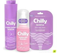 Chilly Set Lenitiva per la Cura Intima Quotidiana, Include Crema Lenitiva con Vitamina B5 e Bisabololo, Deodorante Delicato pH5, Maschera Post-Depilazione
